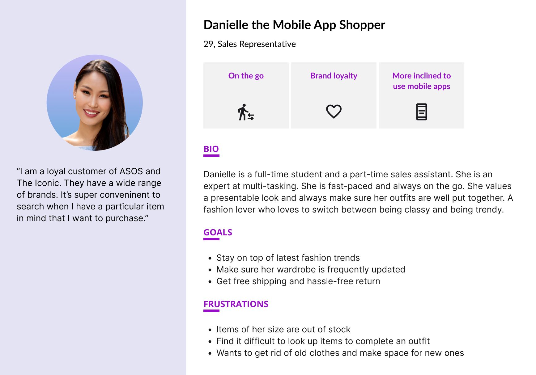 Danielle persona profile