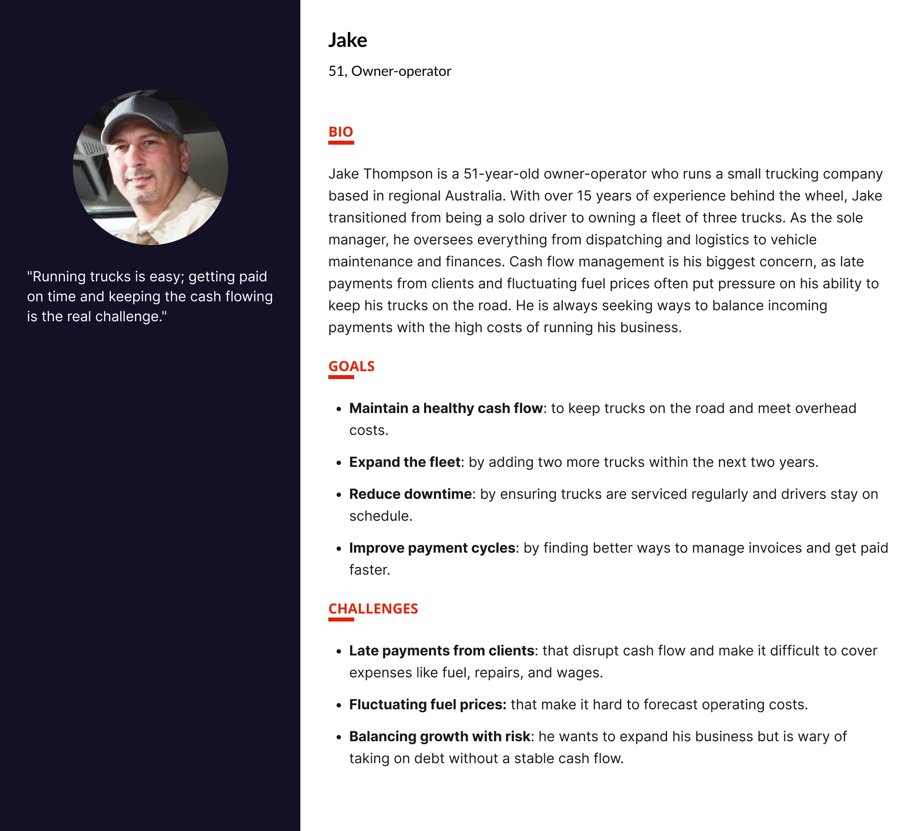 Jake user persona